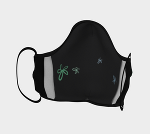 Face Covering - Black - Microtwill - Flower Power 2- Logo