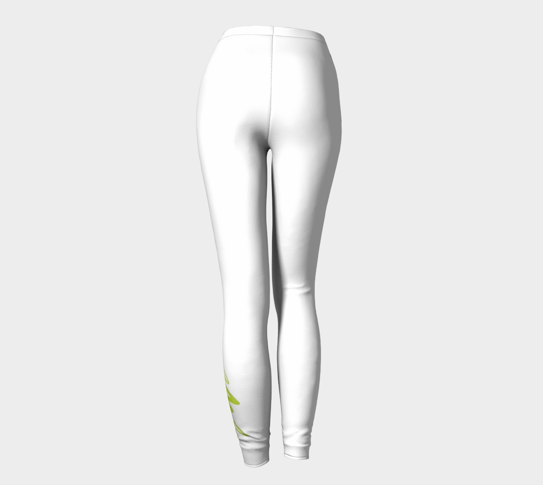 Leggings - Women - White - Swirly Logo Green