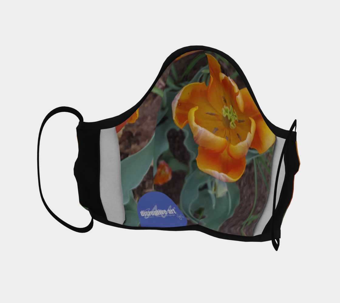 Face Covering - Microtwill - Filter Pocket - Orange - Nature - Flower Power - Tulip